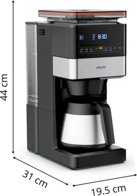Aparat kafeje drip Krups Grind Aroma XL KT8428, mulli i integruar, 1.25L, 1000W, e zezë/inox