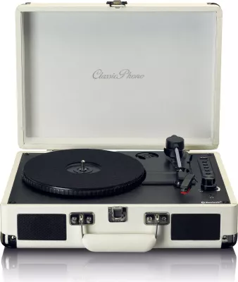 Gramafon Lenco TT-115, Bluetooth, 2 altoparlantë, USB, krem
