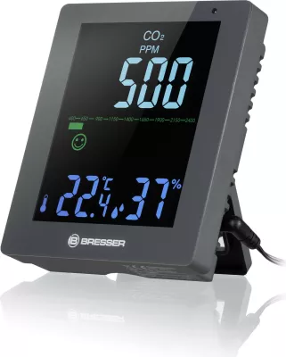 Monitor cilësie ajri Bresser CO2, ekran LED, gri