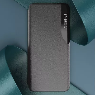 Mbështjellës Hurtel Eco Leather View Case për Samsung Galaxy A54 5G, me kapak dhe qëndrim, e zezë