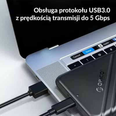 Kasë e jashtme për disk 2.5" Orico SATA USB 3.2 Gen 1, micro-B, deri 6TB, e zezë, me kabllo