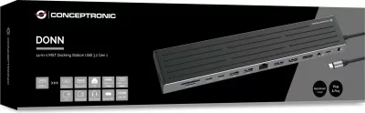 Dock Conceptronic 14-1 USB-C, 2xHDMI, DP, 2xUSB-C, 18cm, zi