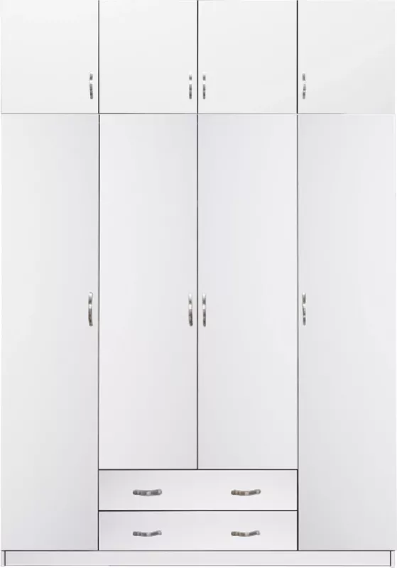 Dollap AZALEA me kabinet të sipërm shtesë 4-fletësh FH11224.05 melaminë në të bardhë 200x55.5x240Hcm