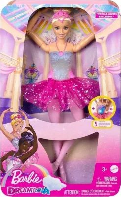 Kukull Barbie Mattel Dreamtopia Magic Lights Ballet Dancer HLC25, me drita, rozë