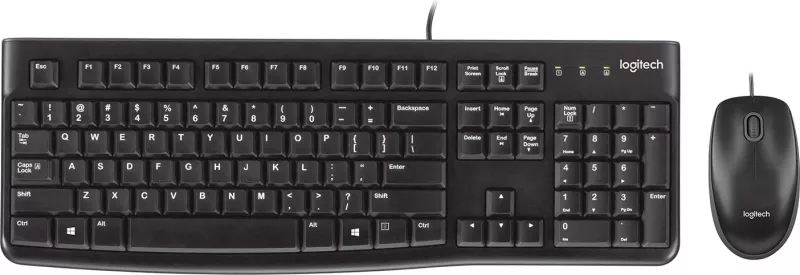 Set tastierë dhe maus Logitech DESKTOP MK120, me kabllo, zi