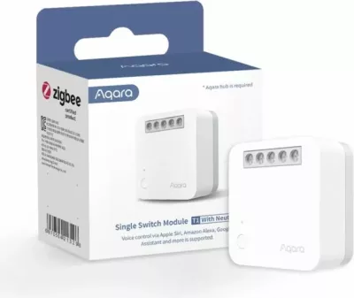 Switch relé Aqara T1 SSM-U01 / AU001GLW01 Zigbee 3.0 me tel neutral, 10A 2300W, i bardhë