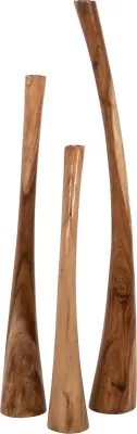 Set 3 copë shandanë dyshemeje, dru suar natyral, 150-125-100cm