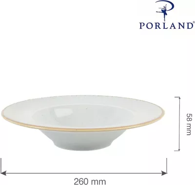 Pjatë pasta Porland Seasons Ashen Ø260 mm porcelan, e hirtë, set 6 copë