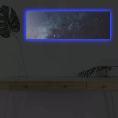 Pikturë dekorative me drita LED, kanavacë, shumëngjyrëshe, 30x90cm, 3090NASA-012