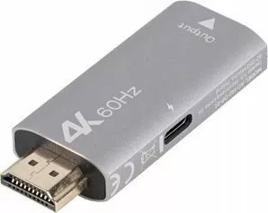 Adapter AV Lanberg AD-HD-DP-01 HDMI (M) në DisplayPort (F) 4K 60Hz, argjend, me furnizim USB-C