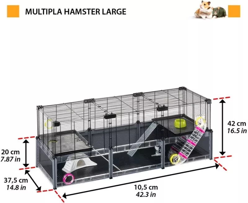 Kafaz për hamster FERPLAST Multipla Large, 107.5x37.5x42 cm, i zi