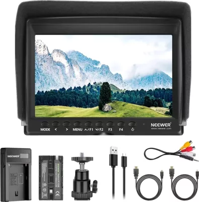 Monitor fushor Neewer F100 7\" IPS 1280×800, kit me bateri NP-F550 2600mAh + karikues USB