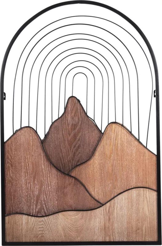 Dekor për mur, ngjyrë druri natyral dhe metal i zi, FH4220, 60x3.5x93 cm