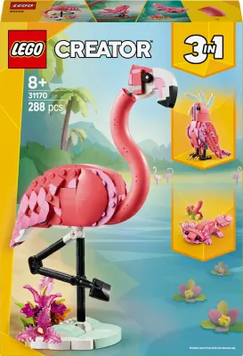 Set LEGO Creator 3-në-1 Wild Animals: Pink Flamingo 31170, 288 copë, 8+, rozë