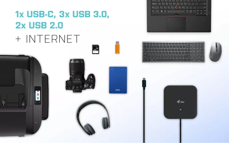 Doking stacion i-tec USB-C Dual Display, 100W, me karikues universal, i zi