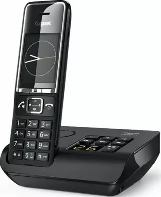 Telefon fiks DECT pa kabllo Gigaset Comfort 550A, ekran TFT 2.2\", sekretari 30 min, libër telefoni 200 kontakte, me kufje, i zi