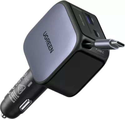 Karikues veture UGREEN Nexode 55909B 90W me kabllo USB-C të integruar retraktabile, Space Gray