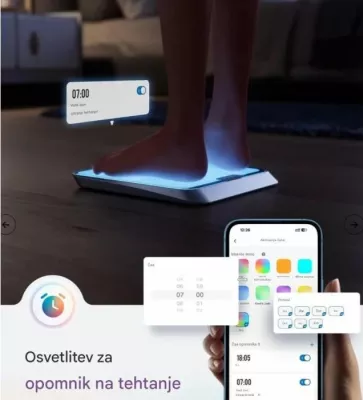 peshore inteligjente RENPHO Elis Chroma, Bluetooth, 13 matje trupi, ndriçim me ngjyra, blu