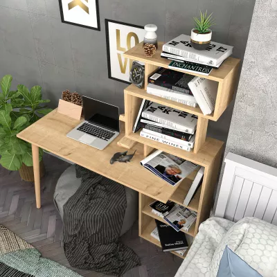Tavolinë pune për studim, ngjyrë lisi, Hanah Home, Vina