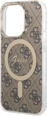 Set mbështjellës Guess GUBPP14XH4EACSW me karikues wireless për iPhone 14 Pro Max 6.7", kafe