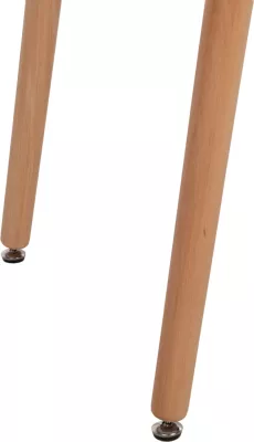 Tavolinë minimaliste për kuzhinë, MDF e bardhë, këmbë druri ahu natyral, 120x60x74cm