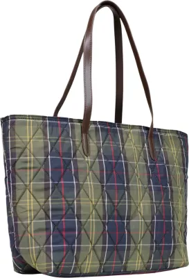 Çantë shopper për femra Barbour Wetherham Quilted Tartan 262MLBA0344, e gjelbër