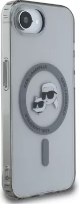 Mbështjellës Karl Lagerfeld IML Metal Karl & Choupette Heads MagSafe për iPhone 16e, i zi