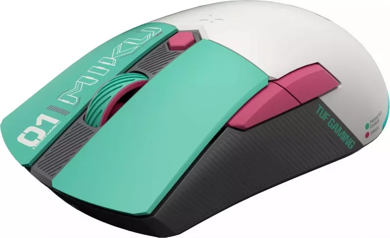 Maus gaming Asus TUF GAMING MINI WL MIKU, wireless, RGB, jeshil