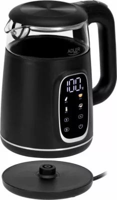 Çajnik elektrik ADLER AD 1305 BS 1.7 L me kontroll temperature dhe ekran LED, e zezë