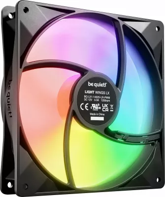 Ventilator kasë PC be quiet! Light Wings LX BL126 140mm PWM ARGB, zi/bardhë, 1 copë