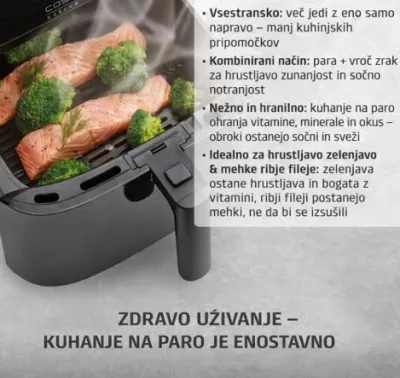 Fritezë me ajër të nxehtë me avull CASO AirFry & Steam 700, 7 L, 1700 W, e zezë