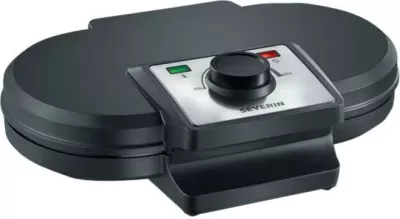 Aparat për waffle dyshe, Severin WA2106, 1200W, temperaturë e rregullueshme, veshje jo-ngjitëse, i zi