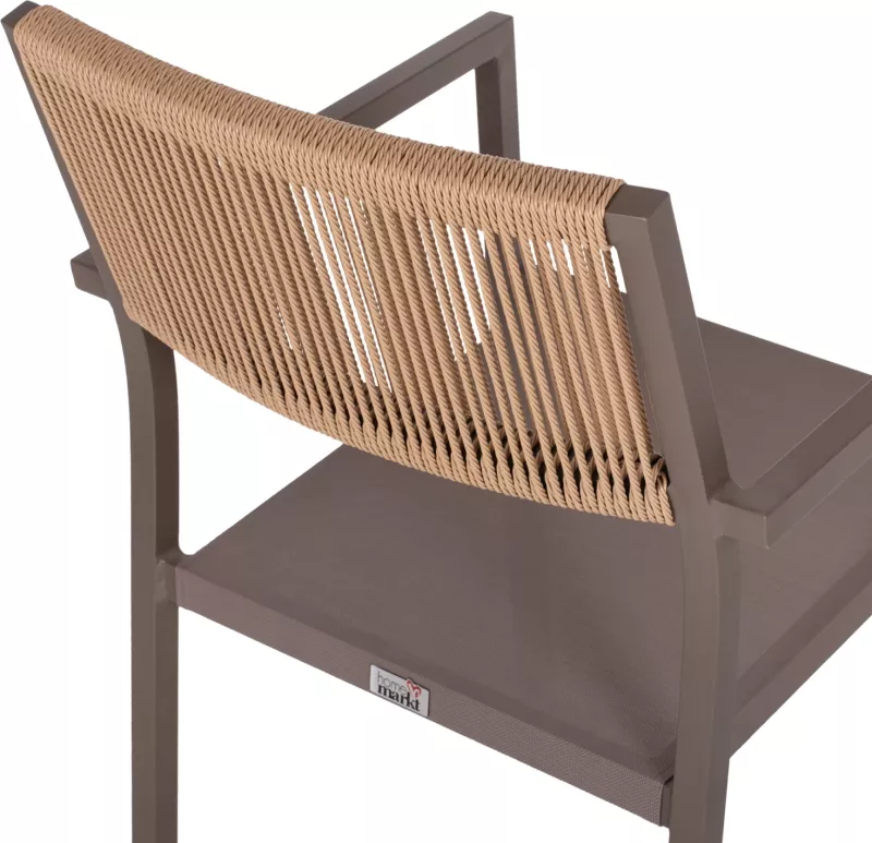 Karrige profesionale alumini, ngjyrë shampanje, me shpinë PE rattan, FH5893.03, 55.5x58.5x83 cm