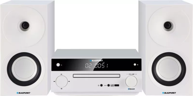 Mini sistem audio Blaupunkt MS30.2BT Edition me Bluetooth, USB, CD, i bardhë