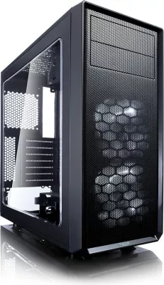 Kasë Fractal Design Focus G Midi Tower, ATX, micro ATX, ITX, e zezë, me dritare anësore dhe LED të bardhë