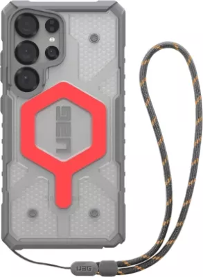 Mbështjellës UAG Pathfinder Clear Magnet Bundle për Samsung Galaxy S25 Ultra 5G, me rrip dore, Gri/Kuqe