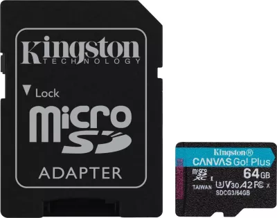 Kartë memorie Kingston microSDXC Canvas Go! Plus , 64GB + përshtatës