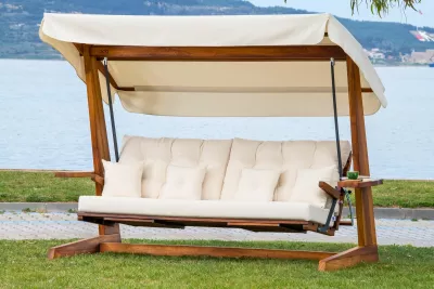 Karrige lëkundëse treshe për kopsht, ngjyrë bezhë, Luna Deluxe 2600