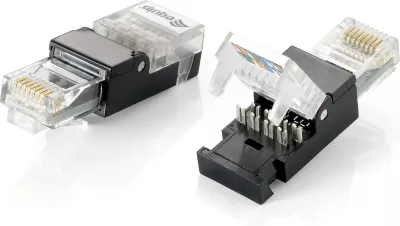Plugë rrjeti EQUIP RJ-45 Cat6, pa vegla, polikarbonat, zi/transparente