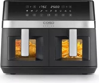 Fritezë me ajër të nxehtë CASO AirFry DuoChef 3186, 14 L, 2200 W, 2-in-1 furrë, e zezë/argjendtë