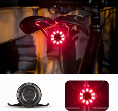 Dritë prapa biçiklete Rockbros Q1, 7 ngjyra LED, e zezë