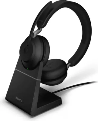 Kufje me mikrofon Jabra EV265S5 26599-989-989 me bazë karikuese, stereo, e zezë