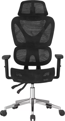 Karrige zyre ergonomike NOVAR, rrjetë e zezë, bazë kromi, 51x49x129cm