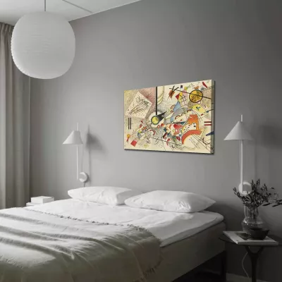 Pikturë dekorative në kanavacë, art i Kandinsky-t, shumëngjyrëshe, 70x100cm, kornizë druri 3cm