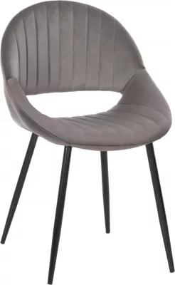 Karrige për ngrënie ODEN FH9001.01, kadife gri, këmbë metalike të zeza, 52x55x84H cm