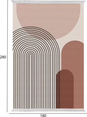 Tepih për dhomë ndeje me fransha, shumëngjyrësh, FH7723.48, 180x280 cm