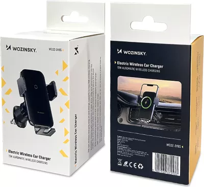 Mbajtës telefoni me karikues wireless Wozinsky WEDZ-3Y8S për veturë, 15W, i zi