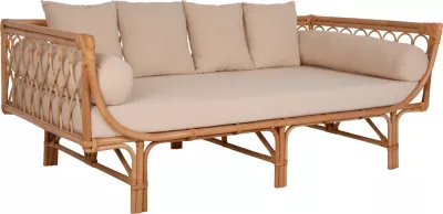 Divan ALIKI FH9658 prej ratanit, jastëkët bezhë, 200x100x86H cm