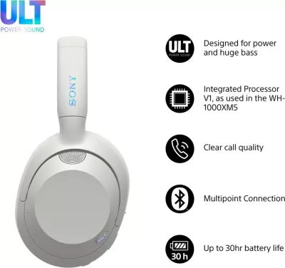 Kufje Sony ULT WEAR WHULT900NW, pa tela, Noise Cancelling, të bardha