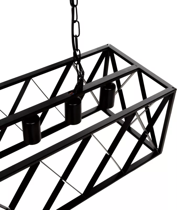 Llambë varëse tavani, kornizë metali e zezë, FH4128, 6 drita, 77.5x25x101 cm